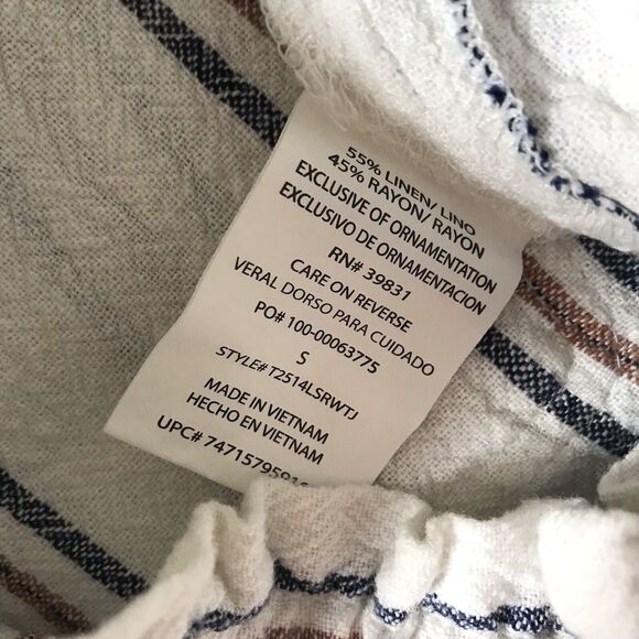 JOLT Womens Cream Stripe Wide Leg Linen Blend Pull On Tie Pants Sz S Boho Chic - Picture 8 of 10